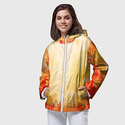 Ветровка с капюшоном женская Жёлто-красный осенний, цвет: 3D-белый — фото 2