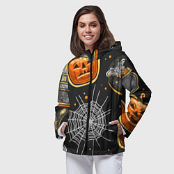 Ветровка с капюшоном женская Атмосфера хэллоуина, цвет: 3D-черный — фото 2