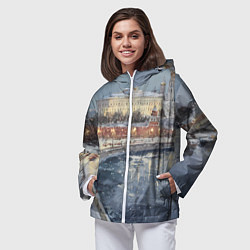 Ветровка с капюшоном женская Новогодние праздники в Москве, цвет: 3D-белый — фото 2