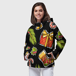 Ветровка с капюшоном женская Рождественский вайб, цвет: 3D-черный — фото 2