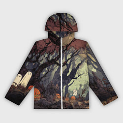 Ветровка с капюшоном женская Призрачный лес, цвет: 3D-белый