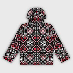 Ветровка с капюшоном женская Славянский орнамент обережный, цвет: 3D-черный
