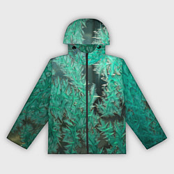 Ветровка с капюшоном женская Узоры изумрудного инея, цвет: 3D-черный