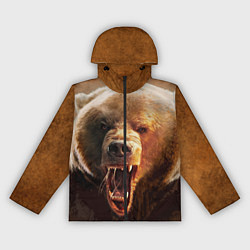Ветровка с капюшоном женская Рык медведя, цвет: 3D-черный