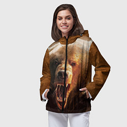 Ветровка с капюшоном женская Рык медведя, цвет: 3D-черный — фото 2