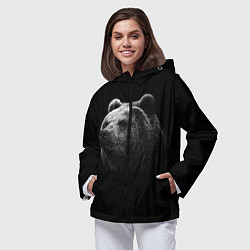 Ветровка с капюшоном женская Взгляд мишки, цвет: 3D-черный — фото 2