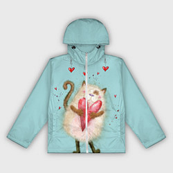 Ветровка с капюшоном женская Котик, цвет: 3D-белый